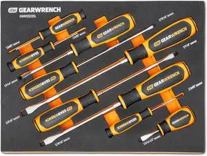 9 Piece Slotted Dual Material Screwdriver Set in Foam Storage Tray - GWMSSCRSL