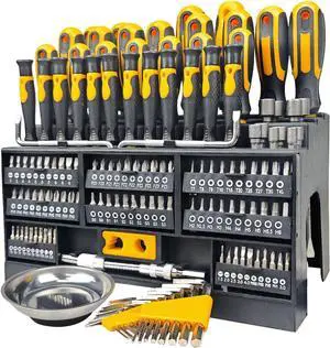 145-piece Magnetic Screwdrivers Set with Plastic Racking Precision Screwdrivers Magnetizer Key Set Nut Driver and Bit Set - DIY Tools for Men Tools Gift