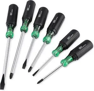 6-Piece Acetate Screwdriver Set S2 Steel 3 Slotted & 3 Phillips Screwdrivers SureGrip Handle