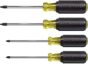 85664 Screwdriver Set Made in USA Square Recess with Color Coded Handles and Heat Treated Chrome Plated Shafts 4-Piece