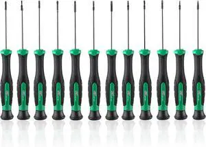 12-Piece Mini Screwdriver Set Includes Slotted/Phillip/Star Screwdrivers Magnetic Tips Premium Alloy Steel SureGrip Handle