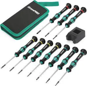 10-Piece Precision Screwdriver Set Magnetic Small Screwdrivers with Phillips Slotted Torx Star for Eyeglass Watch Computer Laptop Phone