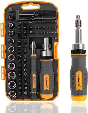 Screwdriver Bit Set & Socket Kit 77-Pieces Ratcheting Screwdriver Set with Case 77 in 1 Multi Bit Screw Driver for Home DIY Electronics Car Emergency and Garage