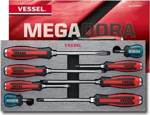 MEGADORA Tang-Thru Screwdriver Set 8pcs. 9308EVA (EVA Foam set/Tang Thru)