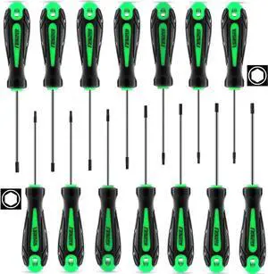 14pcs Mini Hex Screwdriver Set Metric(0.9mm-3mm) SAE(0.035-1/8) Hex Allen Wrench Screwdriver Set Perfect for RC Cars Quadcopters and Helicopter Car Models (Green)
