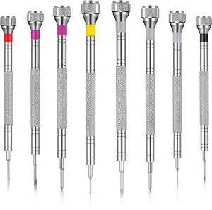 8 Pieces Precision Screwdriver Jewelers Screwdriver Set Watch Repair Screwdriver Set 0.6-1.6 mm Micro Screwdriver for Watch Repair Eyeglasses Repair Jewelry Work Electronics Repair