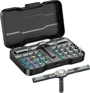 24 in 1 Ratchet Screwdriver Set Magnetic Screwdriver Kit DIY Repair Tool Kit Detachable Assembly T Handle Portable Case for Bicycle Furniture Electronics DIY