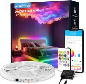 Smart IC LED Strip Lights BGRIC LED Lights for Bedroom DIY Multiple Colors on One Line App Control Color Changing Strip Lighting Music Sync Home Decor 16.4 ft