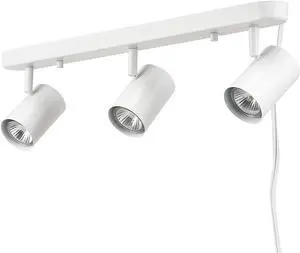 Electric 60024 3-Light Plug-in Track Lighting Adjustable Heads Matte White Finish 22-inch GU10 Base 15-Foot Cord with in-Line Switch Modern Ceiling Light for Apartments and Rentals