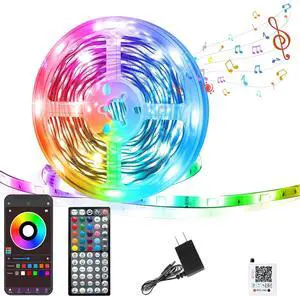 Led Lights for Bedroom 50FT RGB Led Strip Lights Color Changing Indoor Music Sync Led Light Strip with Remote & App Control DIY Fancy Led Lights for Room Decor Ambient Lighting (1 * 50FT)