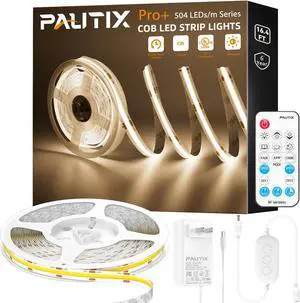 COB LED Strip Light 2520LEDs Super Bright High Lumen 4000K Natural White 16.4ft Dimmable 24V LED Tape Light with 3M Tape RF Remote with Timer Function 36W Adapter for Bedroom Home Kitchen DIY