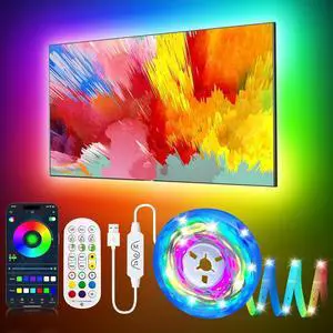 ICRGB TV LED Backlight 9.84FT LED Lights for 32-43inch TV Music Sync Color Changing with App and Remote Control USB Powered for Home Decor and Gaming