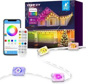 Permanent Outdoor Lights for House 200ft RGB+IC Smart Outdoor Decor 50 Scene Modes App/Remote Control IP68 Waterproof for Christmas Holiday Daily & Pool Party Decor House Roof Lighting