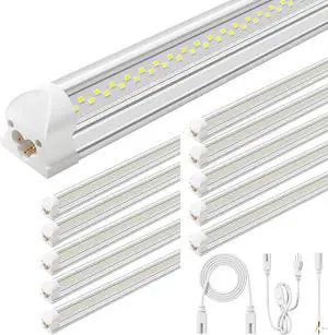 Super Bright 50w 7200lm 5000k V Shape 4ft Led Shop Lights for Workshop 4ft 4 Linkable 4 Foot Led Shop Lights with Plug in Power Cable On/Off Switch for Garage Basement Warehouse