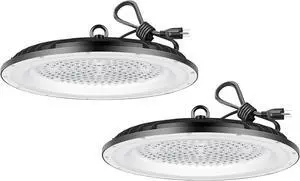 2 Pack UFO LED High Bay Light 150W High Bay LED Shop Lights 21000 LM 6500K High Bay LED Lights Commercial Lighting Fixture for Warehouse Workshop Barn Factory IP65 Waterproof Power Cord Included