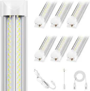 6 Pack 100w 8ft Led Shop Light Super Bright 15000lm 5000k V Shape 8 Led Shop Lights Linkable 8 Foot Led Shop Lights for Garage Warehouse Supermarket Basement Barn Storage Area