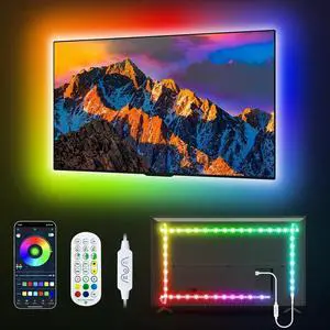 LED Lights for TV 9.8FT TV Led Backlight Behind Lights for 32-60inch USB Led Light Strip Glow RGBICW Color Changing Sync with Music Bluetooth APP Control Led Lighting for Bedroom