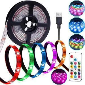 USB LED Strip Lights 9.8ft Color Changing 5050 RGB Strip Light with 17-Key Remote Control Flexible LED Tape Lights for Bedroom TV Backlights Cabinet Kitchen Home Decoration