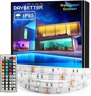 Waterproof Led Lights for Bedroom 32.8ft (2 Rolls of 16.4ft) Led Strip Lights 300 LEDs Color Changing RGB 44 Keys Remote Controller 12v for Outdoor Room Home Party Christmas Decoration