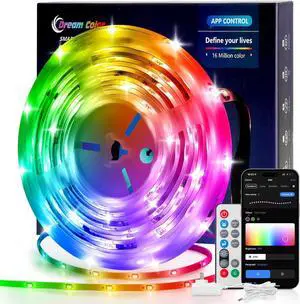 LED Lights for Bedroom 6.6ft Smart RGB+IC LED Strip Lights with App/Remote Control Music Sync Color Changing Flexible LED Lights with 64 Scene Modes for Party Home Christmas Halloween Decor