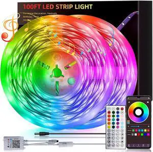 100ft Led Lights for Bedroom Led Strip Lights Music Sync Corlor Changing Led Light Strip with Remote & App Control RGB Strip Led Lights for Room Dorm Home Classroom Ceiling Decor