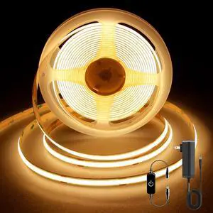 COB LED Strip LED Strip Lights 5M/16.4ft Touch Dimmable LED Strips CRI90+ 2700K Warm White cob led 1600LEDs 24V LED Tape Lights Indoor for Bedroom Kitchen TV Mirror Cabinet