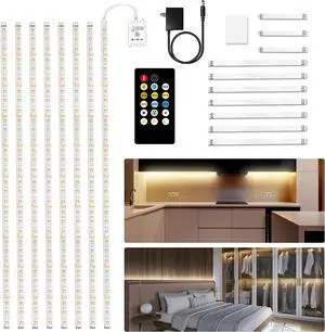 Under Cabinet Lighting 13ft Dimmable Under Cabinet Lights with Remote 240 LEDs Tunable White(2700K-6500K) 8 PCS 1.64ft LED Strip Lights kit for Kitchen Cabinet Counter Shelf Timer