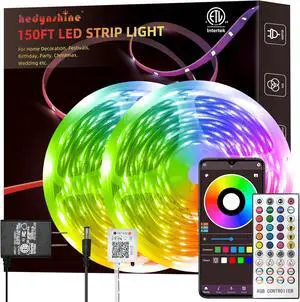 150ft LED Strip Lights RGB Color Changing by 40key Remote and Phone LED Strip Lights Music Sync Smart LED Strip Lights for Bedroom 150feet