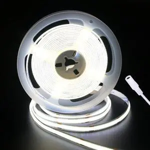 LED Strip Lights 24V COB LED Daylight White 6000K Super Bright LED16.4ft Dotless High Density Cuttable Flexible for Home DIY White Commercial Lighting Projects (Power Supply & Dimmer Not Included)