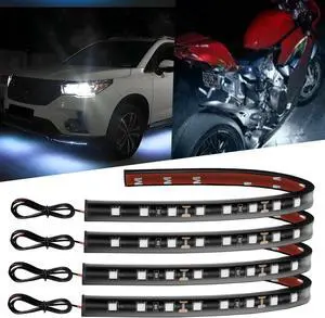 12V Led Light Strip 12.7 Waterproof White Led Light Strips for Car Golf Cart Motorcycles Truck Boat Strip Lights Pack of 4