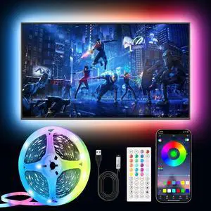 Behind TV LED Lighting 19.68ft Smart RGB LED Lights for 55-85 Inch TVs Music Sync Bluetooth App & Remote Control USB-Powered for Gaming Bedroom PC Home Theater