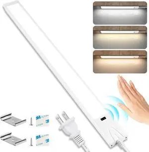 16 Inch Under Cabinet Lights with Hand Wave Plug in LED Under Counter Light Over Sink and Stove Lighting Color Tunable 3000K to 6000K Touchless Dimmable for Kitchen Shelf Cupboard Closet Desk