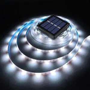 Solar LED Strip Lights Outdoor Waterproof 19.6FT 180 LED White Solar Powered Tape Rope Light for Outside Garden Pool Stair Step Gazebo Canopy Accent Lighting (Upgraded Version)