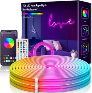 32.8ft Rope Lights 10m Led Strip Lights Remote APP Control IP67 Outdoor Neon Lights Music Sync Led Rope Lights DIY Mode Neon Flex Strip Lights for Bedroom Indoors Outdoors Decor