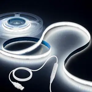 1M 5V COB LED Strip Light White 6000K Dimmable USB Powered TV LED Backlights 3.28FT 320Leds Flexible LED Tape Light Ultra Bright for 3D Printer Kitchen Under Cabinet Home Decoration CRI>85