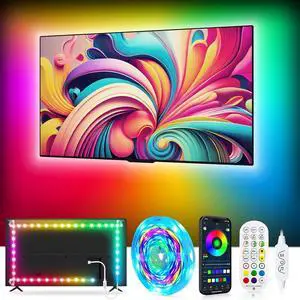 Smart TV LED Backlight 13.1FT ICRGB LED Lights for TV for 43-55 Inch with Remote and App Control Music Sync Color Changing Strip Lights USB Powered for Gaming Room PC