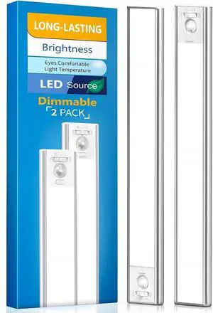 Under Cabinet Lighting LED Motion Sensor Light Indoor 2200mAh USB Rechargeable Closet Lights Battery Operated Stick On Magnetic Wireless Dimmable Under Counter Lights for Kitchen(2 Pack)