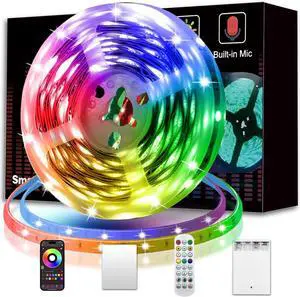 Powered Led Strip Lights 20ft one Sets of Strip Light with 4 AA Battery Box/USB RGB LED Light Remote and APP Control