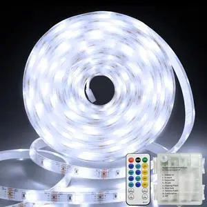 150 LED Strip Lights Battery Operated 16.4Ft Waterproof Strip Lights | Cuttable Battery Strip Lights with Remote Timer Dimmable for Indoor Outdoor Bedroom Cabinet Boat Decor Cool White 150 LED Strip Lights Battery Operated 16.4Ft Waterproof Strip Lights | Cuttable Battery Strip Lights with Remote Timer Dimmable for Indoor Outdoor Bedroom Cabinet Boat Decor Cool White