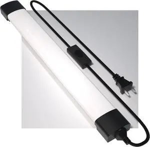 1.4FT LED Under Cabinet Lights 17inch Linkable Closet Lights 16W 1800 LM 5000K Plug in Wall Light LED Shop Light with On/Off Switch Cord for Kitchen Ceiling Workbench Black