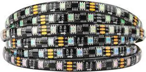 WS2811 IC=RGB+IC Addressable Dream Color LED Strip 16.4FT 60LEDs/m 20Pixels/m IP65 Splash Proof Black PCB Flexible DC12V Chasing Effect for Home Indoor Decor(No Adapter or Controller)