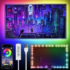 LED Strips TV Light 13.12Ft RGB Strip Lights for 32-65 Inch TV Behind App Control Strip Light with Music Sync USB Plug-in Bias LED Lights for Bedroom Gaming Room Cabinet Home Theater DIY Decor