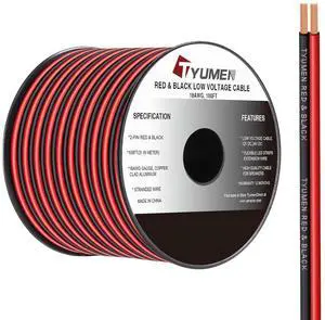 18 Gauge Wire 100FT 18/2 AWG Red Black Hookup Electrical Wire LED Strips Extension Cord 12V/24V DC Cable 18AWG 2 Conductors Flexible Wire for LED Ribbon Lamp Tape Lighting