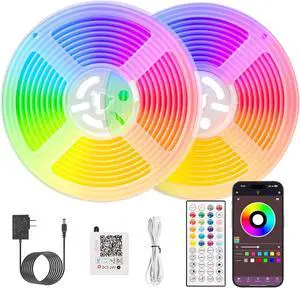 Neon Rope Lights 32.8Ft RGB LED Strip Lights - App & Remote Control Music Sync IP67 Waterproof Flexible Cuttable Neon Lights for Bedroom Gaming Party Outdoor Decor Multiple Modes