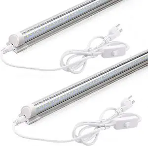 LED Shop Light 2FT 20W 3000LM 6500K T8 LED Light Fixture Clear Cover Ceiling and Utility Linkable Tube Lights for Room Garage Workbench Warehouse 2 Packs