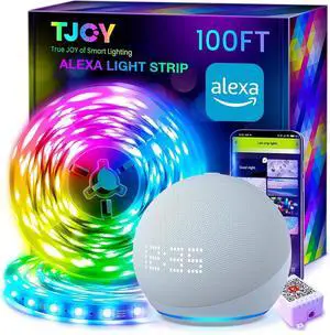 100ft Smart Led Strip Lights for Bedroom Work with Alexa RGB Color Changing Music Sync Led Lights with App Remote Multi-Color Wireless Led Strip Lighting for Bedroom (APP+Remote+Voice)