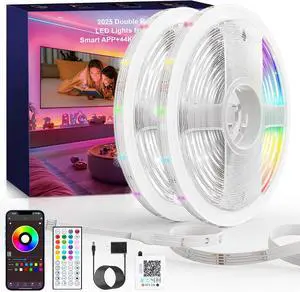 LED Lights for Bedroom 2025 Double Row 100FT 960LEDs RGB Strip Lights Music Sync Color Changing LED Lights APP+44Key Remote Control Timed Dimming for Bedroom Home Decor(2Rollsof50FT)