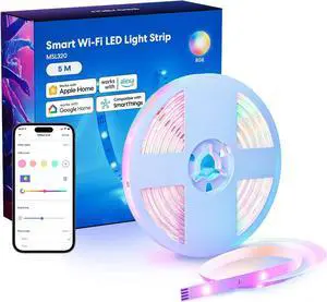Smart LED Strip Lights Works with Apple HomeKit 16.4ft WiFi RGB Strip Compatible with Siri Alexa&Google and SmartThings App Control Color Changing Led Strips for Bedroom TV