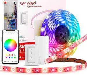 Zigbee LED Strip Lights Starter Kit - 16.4ft RGBW Smart Light Strip Hub & Switch Alexa & Google Compatible 2000-6500k Dimmable 1800 Lumens 21W