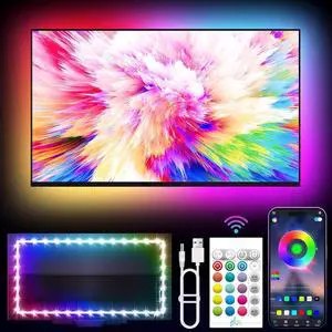 LED Lights for TV 16.4ft TV LED Backlight for 45-75in RGB TV Backlight Behind Strip with Music Sync Bluetooth APP and Remote Control Strip Lights USB Powered for Bedroom Gaming